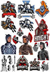 Şövalye Sticker Set 18 Parça Telefon, Tablet, Defter, Laptop Sticker