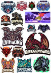 Ejderhalar Sticker Set 6 15 Parça Telefon, Tablet, Defter, Laptop Sticker
