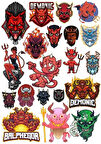 Şeytan Sticker Set 16 16 Parça Telefon, Tablet, Defter, Laptop Sticker