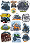Off Road 4x4 Sticker Set 13 Parça Telefon, Tablet, Defter, Laptop Sticker
