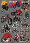 Motorcu Sticker 5 15 Parça Telefon, Tablet, Defter, Laptop Sticker