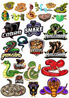Yılan Sticker Set 2 18 Parça Telefon, Tablet, Defter, Laptop Sticker