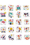 Bilim Sticker Set 20 Parça Telefon, Tablet, Defter, Laptop Sticker