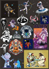 Retro Uzay Sticker Set 5 20 Parça Telefon, Tablet, Defter, Laptop Sticker