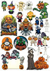 Hallowen Sticker Set 6 24 Parça Telefon, Tablet, Defter, Laptop Sticker