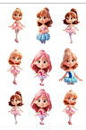 Balerin Kızlar Sticker Set