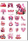 Pembe Temalı Sticker Set -1
