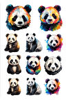 Renkli Panda Sticker Set 1
