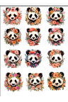 Sevimli Panda Sticker Set