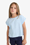 DeFacto Kız Çocuk Boxy Fit Bisiklet Yaka Basic Düz Kısa Kollu Tişört C4511A825SMBE343