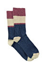 Erkek Lacivert-Bordo Blok Desenli Soket Çorap