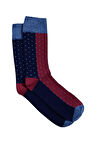 Erkek Bordo-Mavi Puantiyeli Soket Çorap