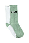 Erkek Mint-Beyaz Logolu Soket Çorap