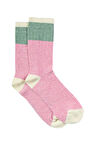 Kadın Pembe-Yeşil Blok Desenli Soket Çorap