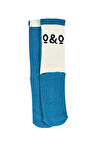Erkek Mavi-Beyaz Logolu Yarım Havlu Soket Çorap