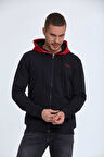 Libra Fermuarlı Kapüşonlu Erkek Sweatshirt  Siyah