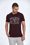 Velvet Baskılı Erkek Tişört Bordo