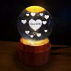 Kalpli I Love You Tasarımlı Dönen Cam Küre