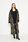 Vizon Baklava Desenlı Bohem Şal Yaka Astarlı Dış Giyim
