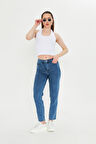 Koyu Mavi Slım Fit Mom Jean