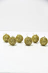 Yılbaşı Süsü Gold Parıltılı Top 6 Lı 4 Cm