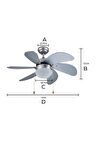 Kcf282 60w Silver 6 Kanatlı Avizeli Tavan vantilatörü