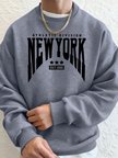 Athletic Division New York Est 1986 Baskı Erkekler Sonbahar Modası Kapüşonlu Üst Uzun Kollu T