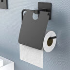İpek Yıldızı® Kendiliğinden Yapışkanlı Siyah Paslanmaz Metal Kapaklı Tuvalet Kağıtlığı Aparatı
