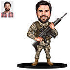 Kişiye Özel Asker Karikatürlü 3D Ahşap Biblo,Sevgiliye Hediye,Doğum Günü Hediyesİ,