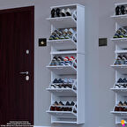 Modilayn VERVE Asma Kapı Önü 52x194x26 cm’lik 5 Düşer Kapak 10 Göz Bölmeli Ayakkabılık