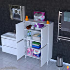 Modilayn OHBE 95x138x32,5 cm Ekstra Düzen İçin Kullanışlı 4 Kapak 4 Bölmeli Banyo Mutfak Dolabı