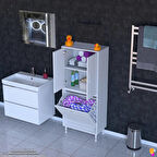 Modilayn İLKİM 55 x 138 x 32,5 cm' lik Kapak İçi Bir Raflı, Bir Akıllı Çamaşır Sepetli Dolap