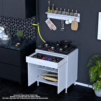 Modilayn Birce XXL Set Ocak Altı Dolap 75x88x56 cm 2 Kapak 2 Göz Bölmeli Üst Asma Baharat Raflı