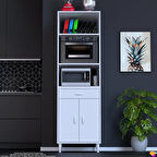 Modilayn ENNET 60x194,6x56  cm 1 çekmece ve 2 kapaklı Mutfağınıza Yepyeni Fırın ve Mikrodalga Dolabı