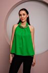 Kadın Yakası Zincirli Bluz Yeşil