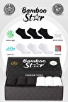 Bambu Erkek Patik Düz Asorti Çorap Dikişsiz Premium Kutulu 6'lı (3 Siyah - 3 Beyaz)