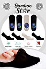 Bambu Erkek Çorap Dikişsiz Görünmez Terletmez Fileli Kaydırmaz Topuk Silikonlu Premium 4lü Paket