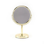 Sonx Altın Renk 360° Döner Ayaklı Masa Üstü Makyaj Aynası - Çift Taraflı ve Şık Tasarım
