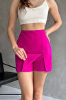 Kadın Fuşya Piliseli Mini Şortlu Etek