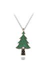 Kadın Yeşil Siyah Taşlı Çam Ağacı 925 Ayar Gümüş Kolye