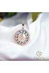 Kadın Rose Beyaz Taşlı Vavlı Tuğra 925 Ayar Gümüş Kolye
