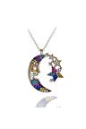 Kadın Rengarenk Taşlı Ay Dede 925 Ayar Gümüş Kolye