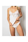 Kadın Ekru Dantel Detaylı Penye Atlet Kaşkorse Seti 6ROZELT02