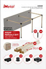 İmetal Sarar Duvardan İki Bölümlü Hazır Ahşap Pergola Seti 90x90 mm Ahşaplar Dahil