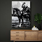 Atlı Komutan - Siyah Beyaz Askeri Portre Kanvas Tablo