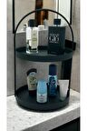 2 Katlı Dekoratif Siyah Metal Sofra Sunum ve Banyo Organizeri / Banyo Düzenleyicisi - Renk : Siyah