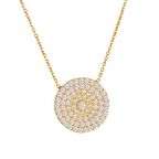 Zirkon Taşlı Pırlanta Montür Altın Kaplama 16.50 mm Yuvarlak Gümüş Kolye