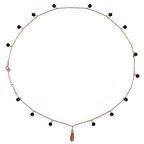 Siyah Boncuklu Gümüş Rengi Kaplama Püsküllü Gümüş Kolye