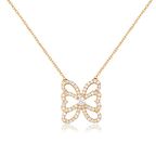 Zirkon Taşlı Pırlanta Monür Altın Kaplama Desenli Kelebek Gümüş Kolye