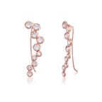 Zirkon Taşlı Pırlanta Montür Rose Altın Kaplama Gümüş Küpe